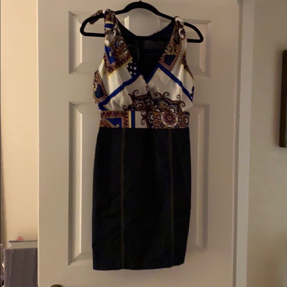 Dress with denim skirt